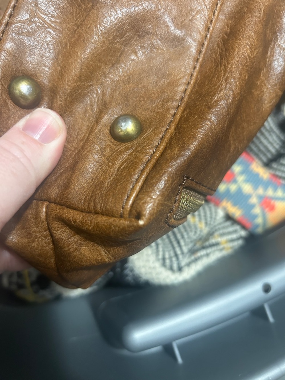 Brown Boho Embroidered Leather-Style Crossbody Bag - Picture 8 of 10